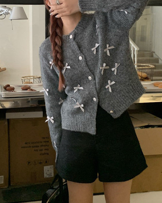 Coquette Aesthetic Grey Cardigan - Vedlit