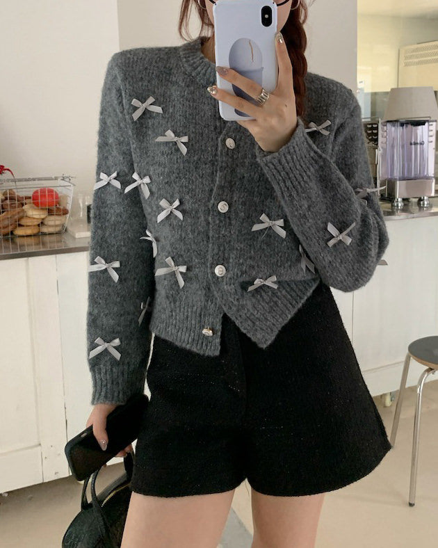 Coquette Aesthetic Grey Cardigan - Vedlit
