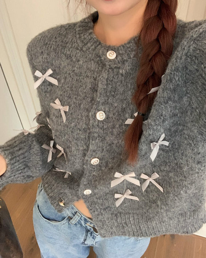 Coquette Aesthetic Grey Cardigan - Vedlit