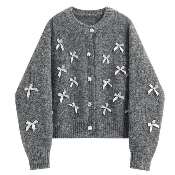 Coquette Aesthetic Grey Cardigan - Vedlit