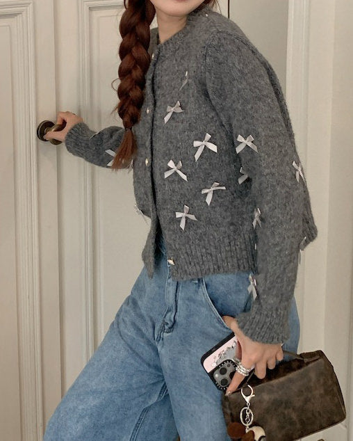 Coquette Aesthetic Grey Cardigan - Vedlit