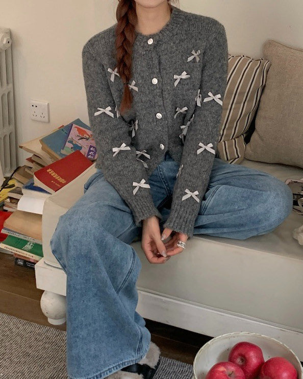Coquette Aesthetic Grey Cardigan - Vedlit