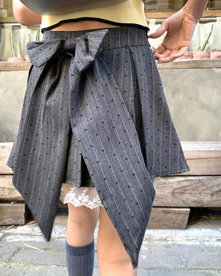 Coquette Lace Bow Pleated Skirt - Vedlit