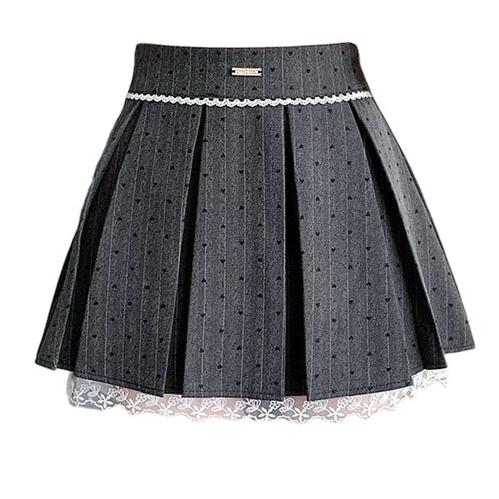 Coquette Lace Bow Pleated Skirt - Vedlit