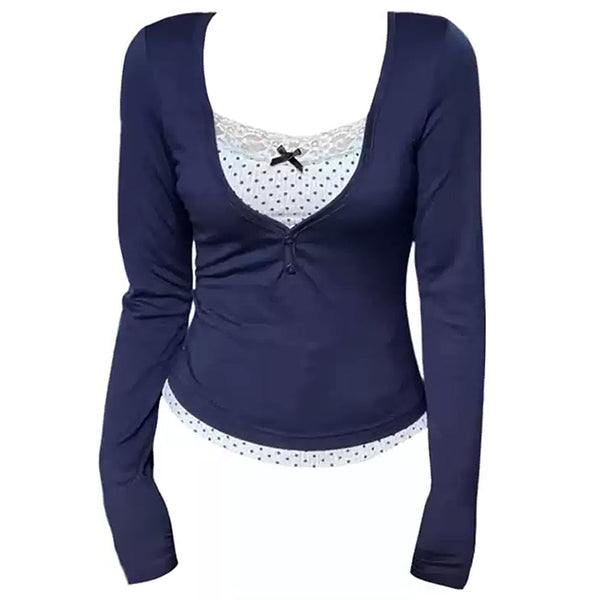 Coquette Girl Layered Long Sleeve Top - Vedlit