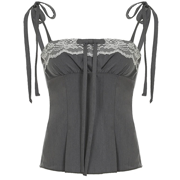 Coquette Ruched Bow Tie Top - Vedlit