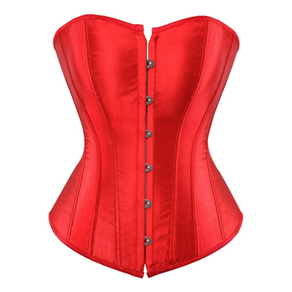 Coral Red Gothic Hourglass Overbust Corset - Vedlit