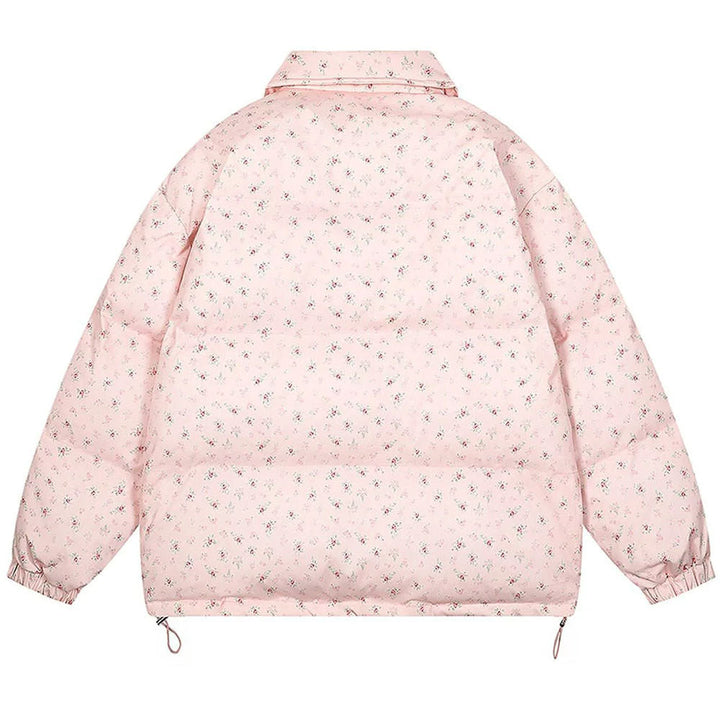 Cottagecore Cream Floral Padded Jacket - Vedlit