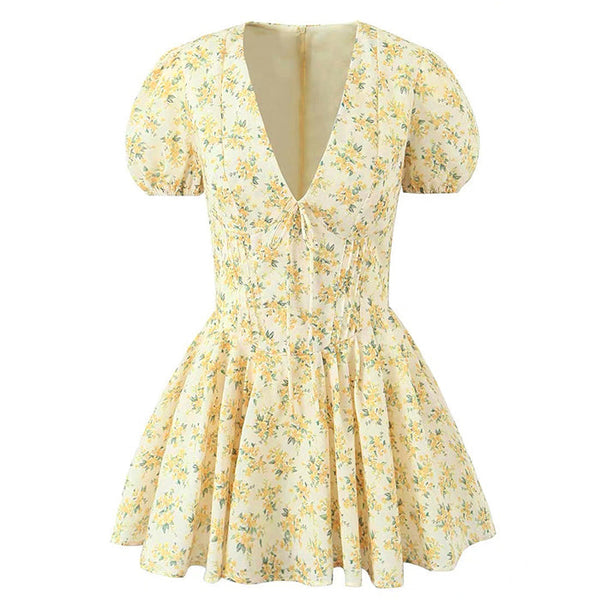 Sunny Afternoon Cottagecore Floral Dress - Vedlit