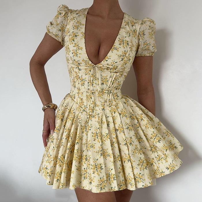 Sunny Afternoon Cottagecore Floral Dress - Vedlit