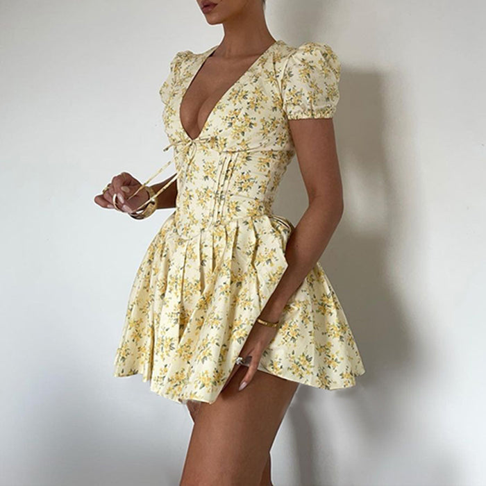 Sunny Afternoon Cottagecore Floral Dress - Vedlit