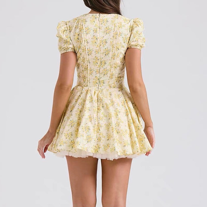 Sunny Afternoon Cottagecore Floral Dress - Vedlit