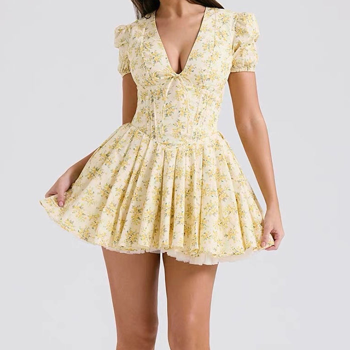 Sunny Afternoon Cottagecore Floral Dress - Vedlit