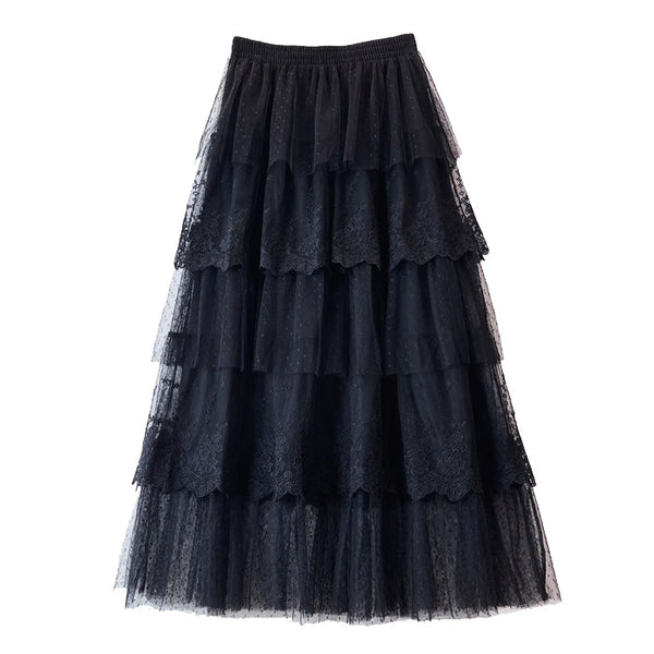 Cottagecore Lace Long Skirt - Vedlit