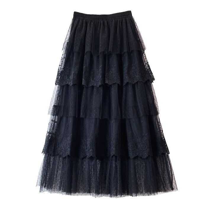 Cottagecore Lace Long Skirt - Vedlit