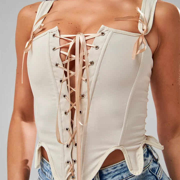 Cottagecore Lace-Up Corset Top - Vedlit