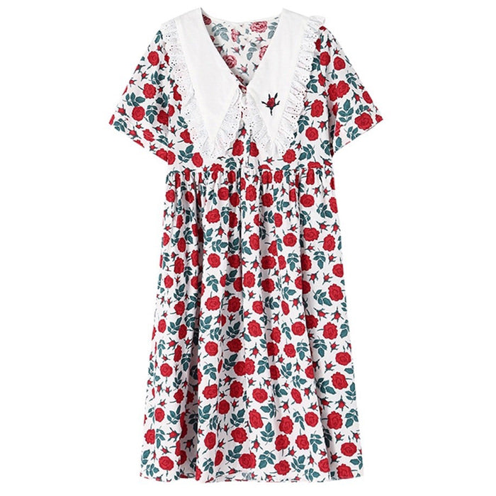 Cottagecore Oversized Collar Dress - Vedlit