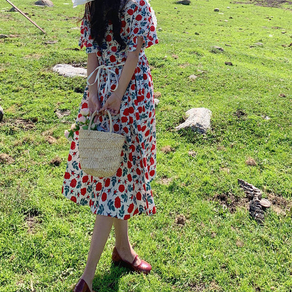 Cottagecore Oversized Collar Dress - Vedlit