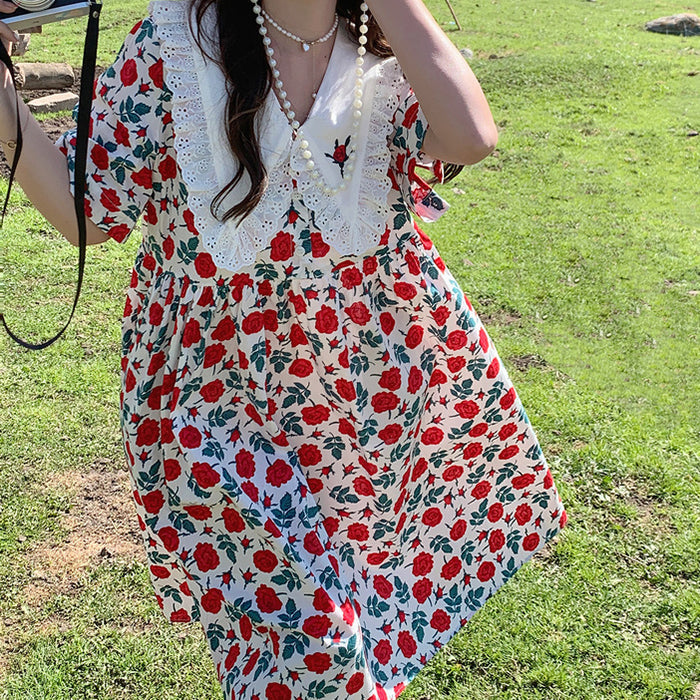 Cottagecore Oversized Collar Dress - Vedlit