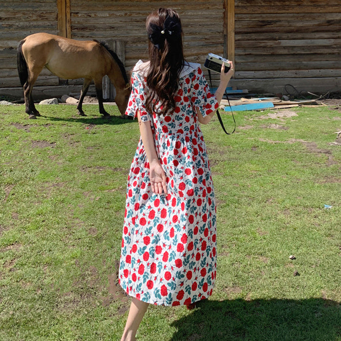 Cottagecore Oversized Collar Dress - Vedlit
