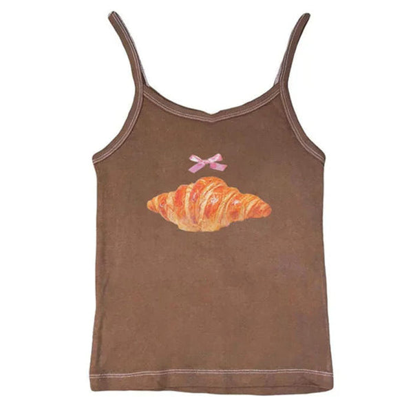 Croissant Print Y2K Tank Top - Vedlit