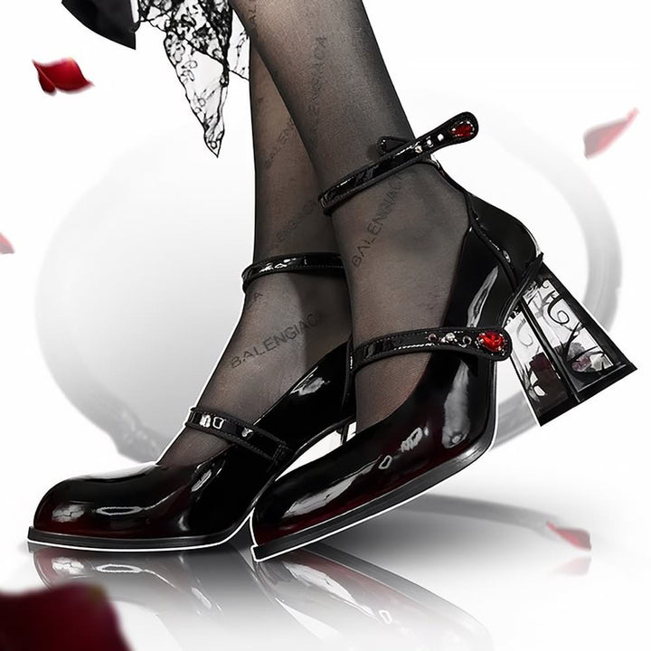 Dark Romantic Gothic Rose High Heels - Vedlit