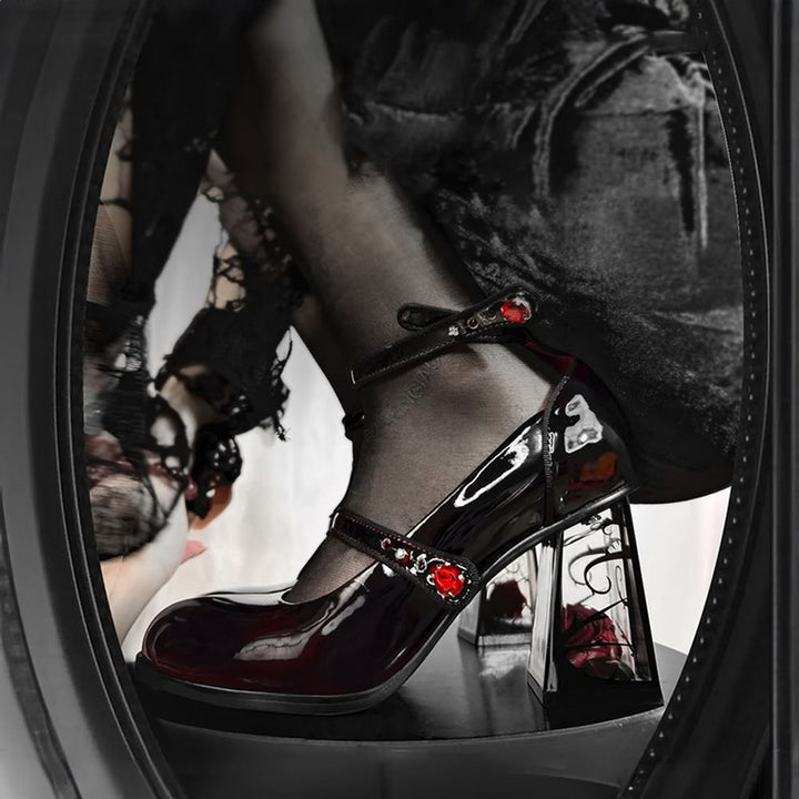 Dark Romantic Gothic Rose High Heels - Vedlit