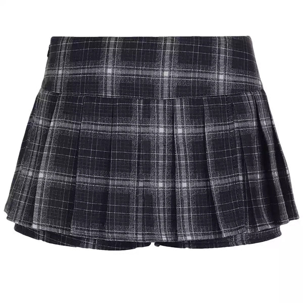 Dark Academia Plaid Mini Skirt - Vedlit