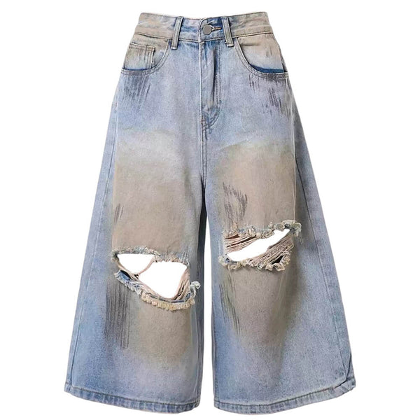 Wash Me Out Distressed Denim Shorts - Vedlit