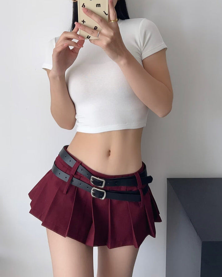 Y2K Double-Belt Extreme Micro Skirt - Vedlit
