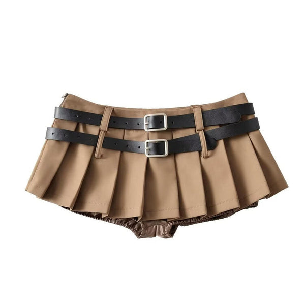 Y2K Double-Belt Extreme Micro Skirt - Vedlit