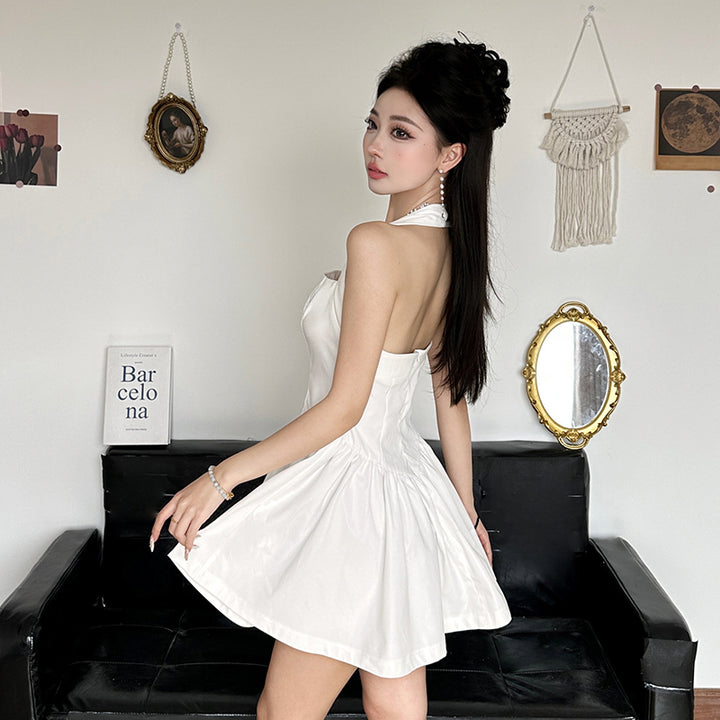 Elegant Halter Fit-and-Flare Mini Dress with Square Neckline - Vedlit