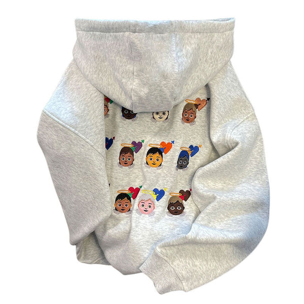 Angel Emoji Embroidery Hoodie - Vedlit