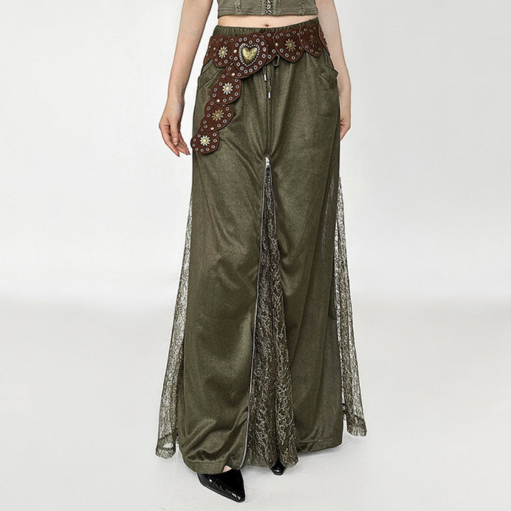 Woodland Dreams Lace-Slit Maxi Skirt - Vedlit