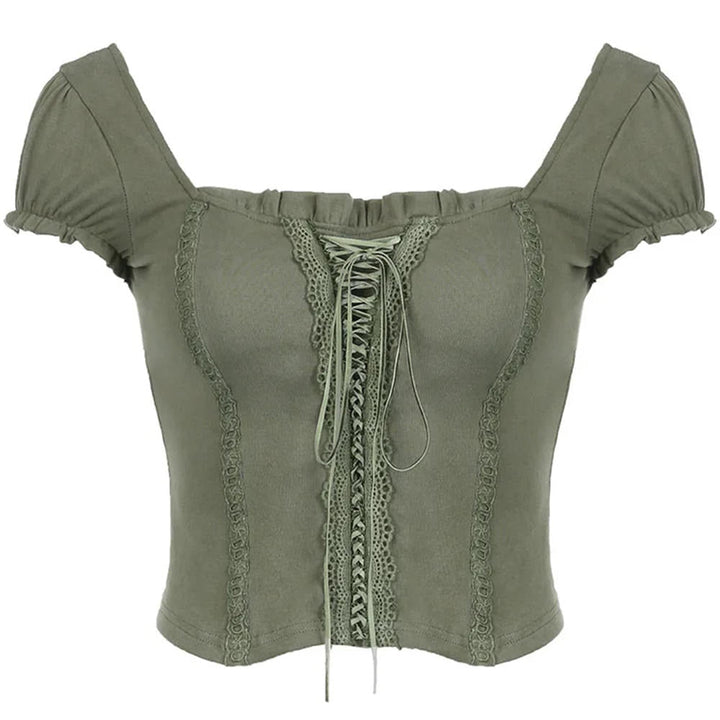 Fairycore Aesthetic Lace Up Top - Vedlit