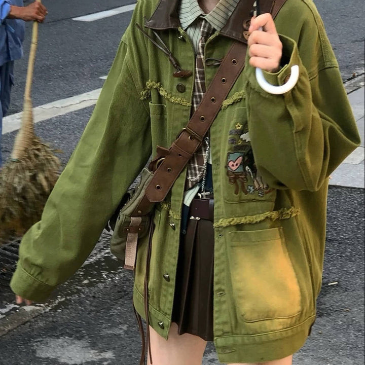 Fairycore Forest Embroidered Denim Jacket - Vedlit