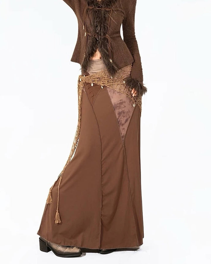 Fairycore Patchwork Maxi Skirt - Vedlit