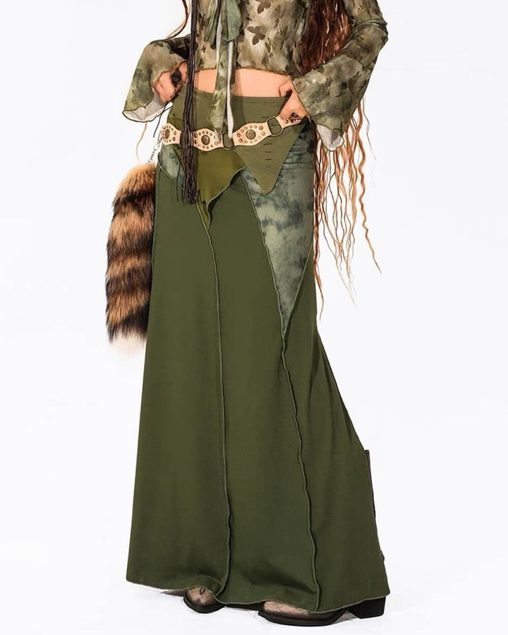 Fairycore Patchwork Maxi Skirt - Vedlit