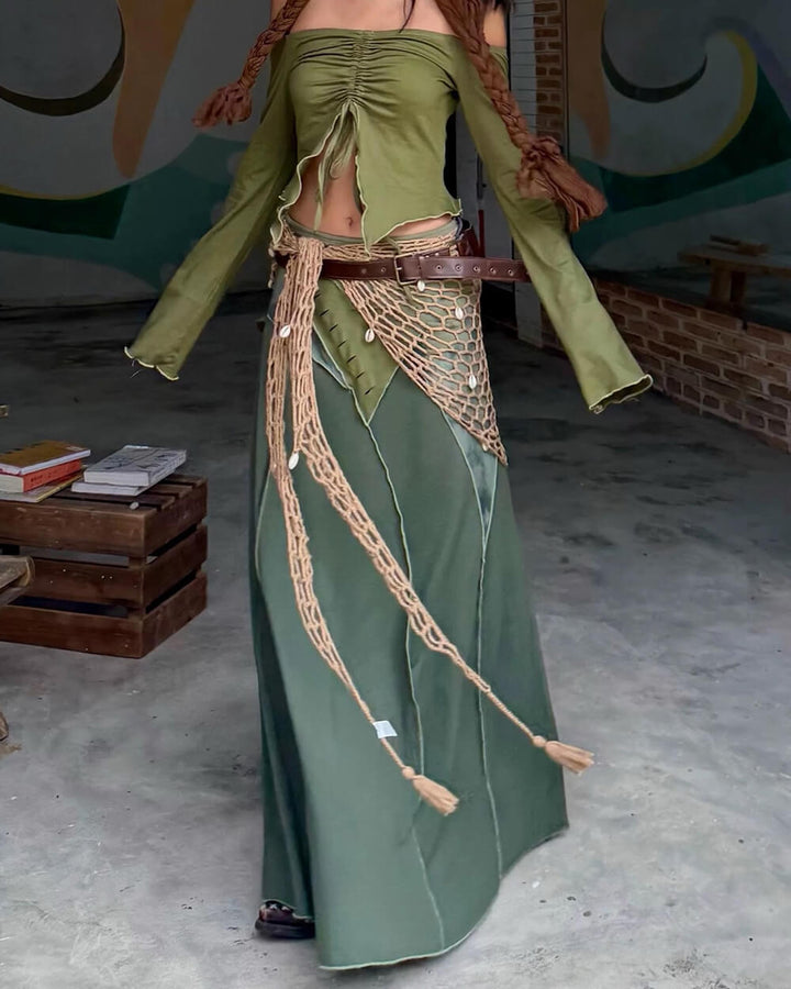 Fairycore Patchwork Maxi Skirt - Vedlit