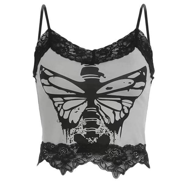 Fairy Grunge Butterfly Lace Top - Vedlit