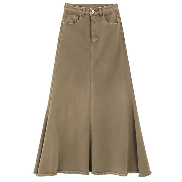 Fairy Grunge Denim Maxi Skirt - Vedlit