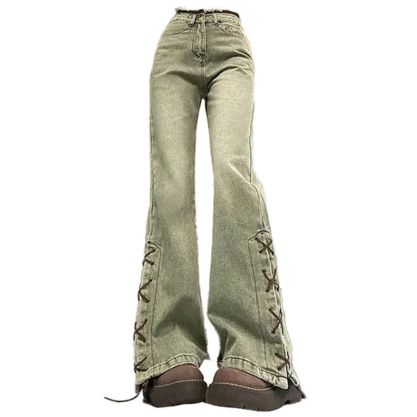 Fairy Grunge Lace Up Jeans - Vedlit