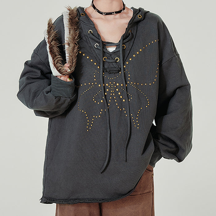 Fairy Grunge Studded Butterfly Hoodie - Vedlit