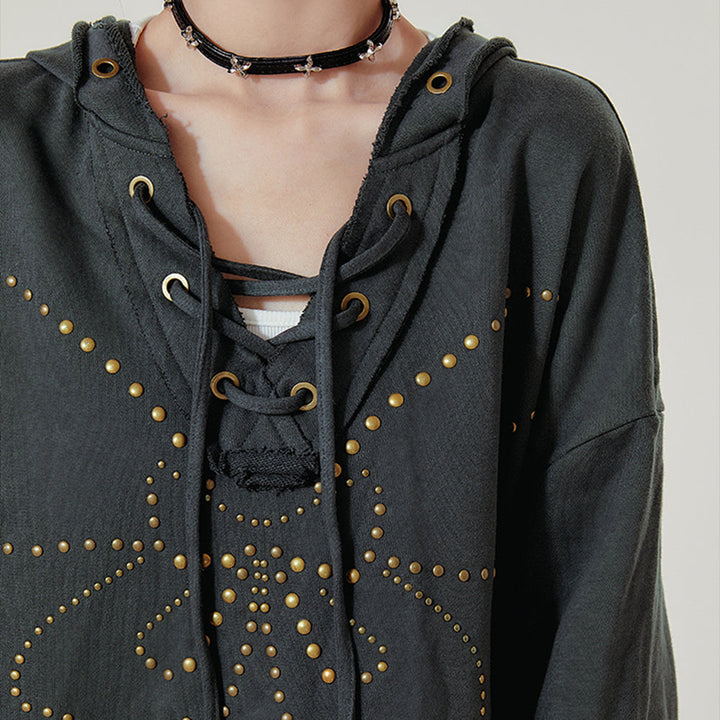 Fairy Grunge Studded Butterfly Hoodie - Vedlit