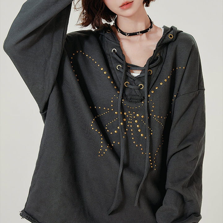 Fairy Grunge Studded Butterfly Hoodie - Vedlit