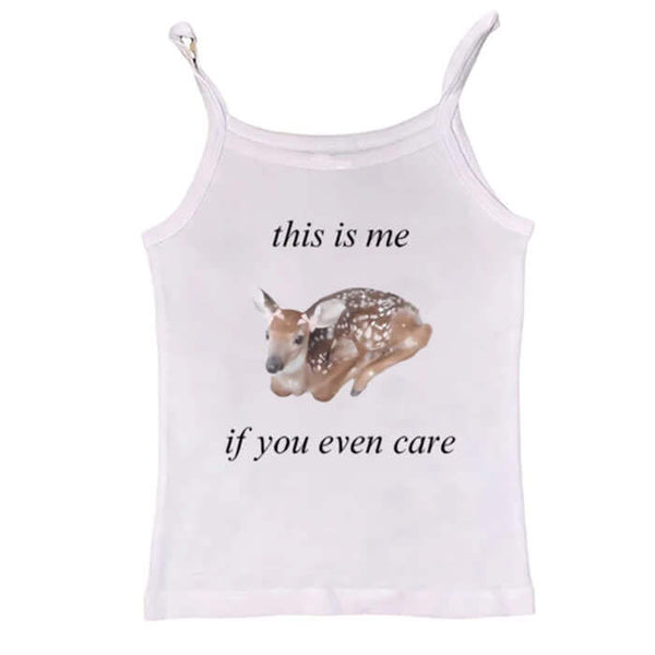 Fawn Print Cute Tank Top - Vedlit