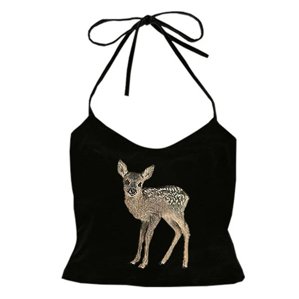 Fawn Print Y2K Halter Top - Vedlit
