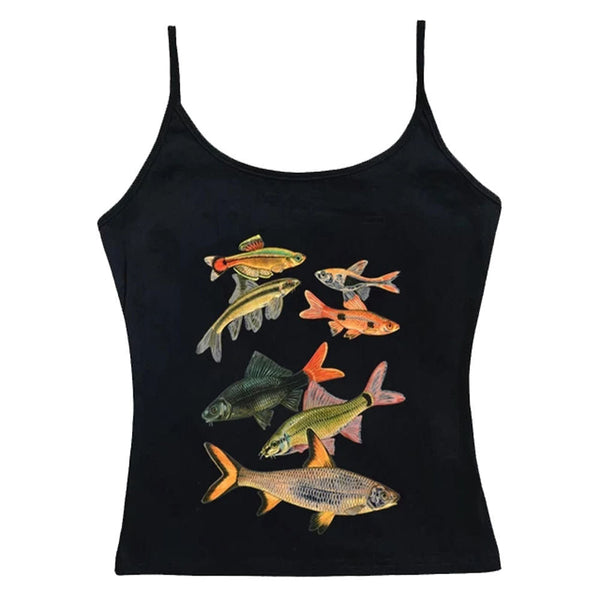 Fish Print Aesthetic Tank Top - Vedlit