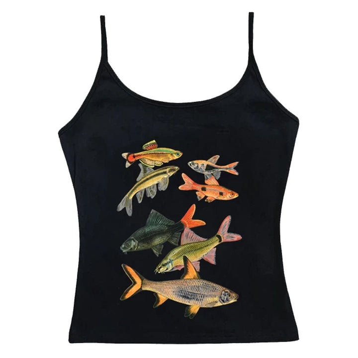 Fish Print Aesthetic Tank Top - Vedlit