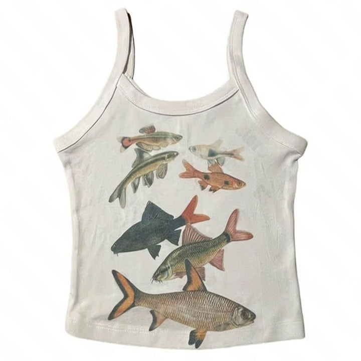 Fish Print Aesthetic Tank Top - Vedlit